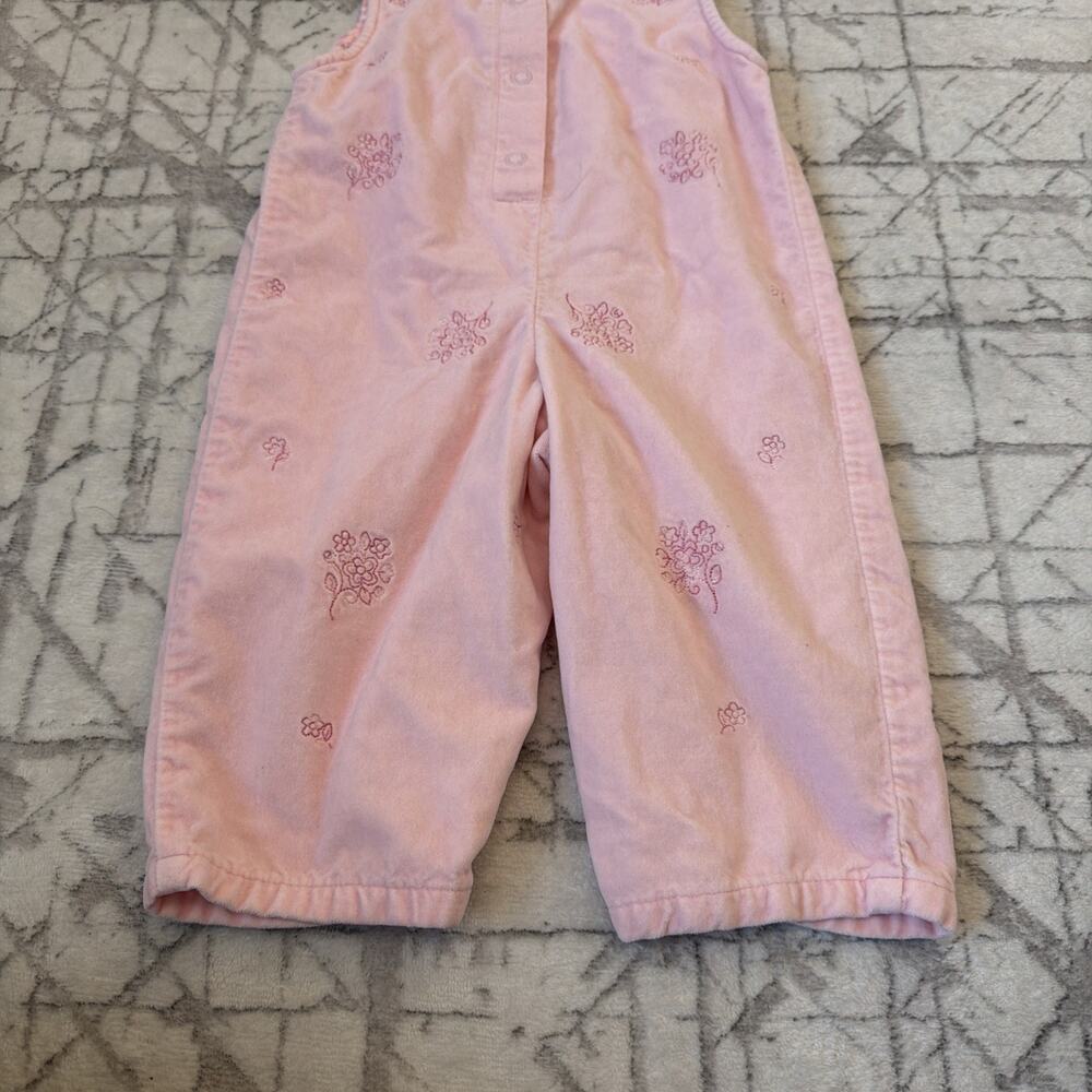 Sprockets Toddler Girls, Pink Velvet Jumpsuit‎ Embroidered Flowers 12 Months Vtg - Picture 9 of 9